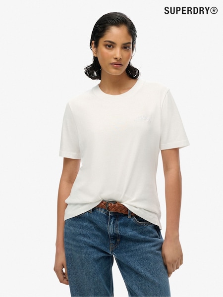 Superdry White Essential Logo Embroidered T-Shirt (AY3682) | £18