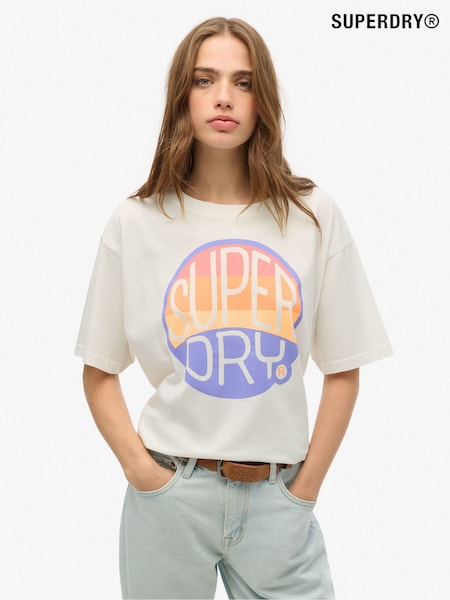 Superdry White Oversized Neon Rainbow 100% Cotton T-Shirt (AY3697) | £27