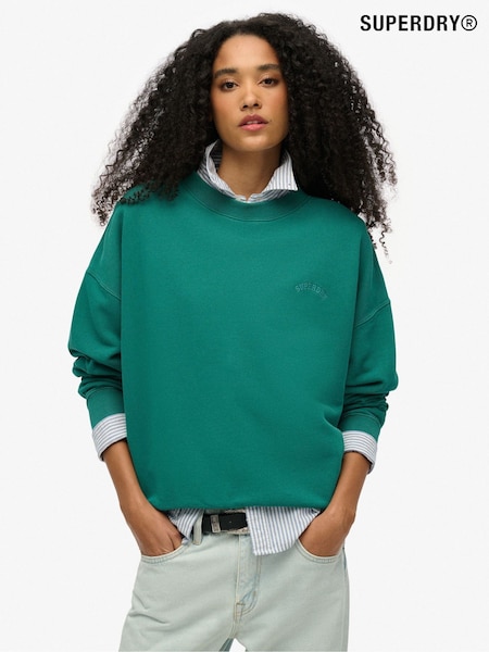 Superdry Green Oversized Essential Logo Crew 100% Cotton Sweat Top (AY3706) | £40
