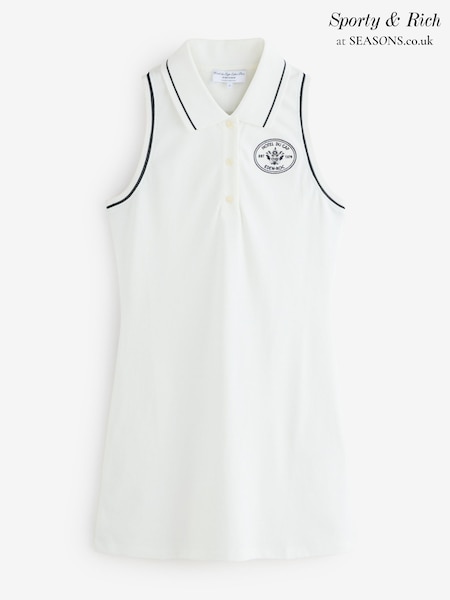 Sporty & Rich White Eden Crest Pique Polo Dress (AY3739) | £240