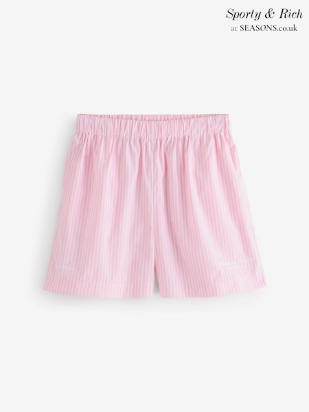 Sporty & Rich Pink Eden Script Poplin Shorts (AY3740) | £135