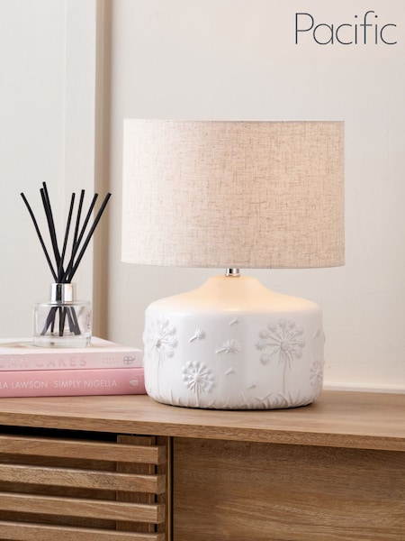Pacific White Floral Print Ceramic Table Lamp (AY3773) | £40