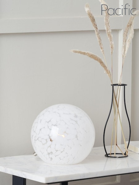 Pacific White Speckled Glass Spherical Table Lamp (AY3777) | £70