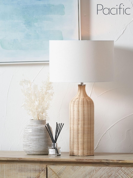 Pacific Natural Rattan Bottle Table Lamp (AY3786) | £100