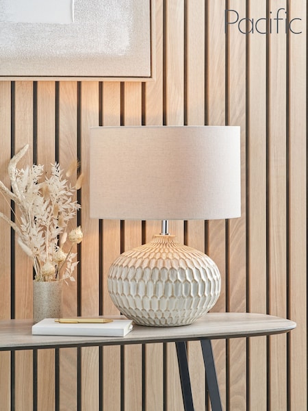 Pacific White Textured Glazed Ceramic Table Lamp (AY3787) | £100