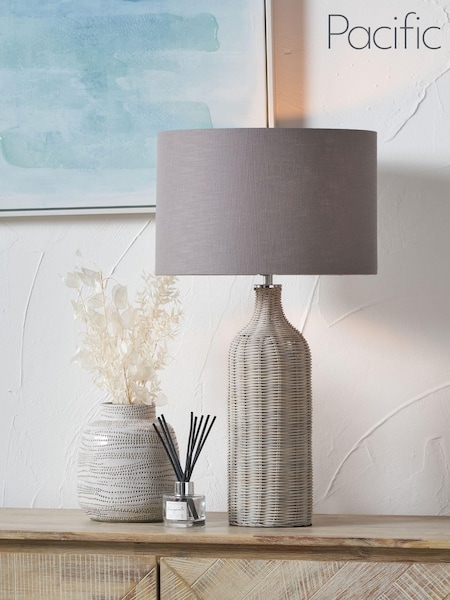 Pacific Light Grey Rattan Bottle Table Lamp (AY3802) | £100