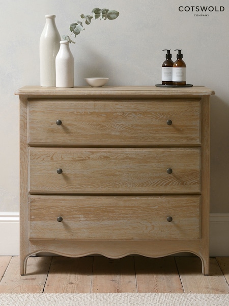 Cotswold Company Limewash Oak Camille 3 Drawer Chest of Drawers (AY3887) | £815