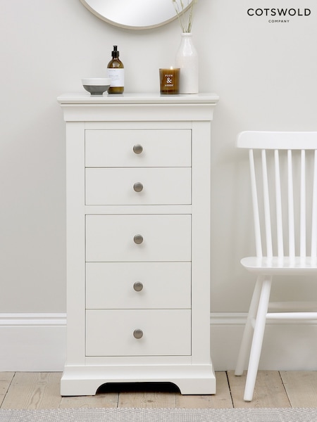Cotswold Company Warm White Chantilly 5 Drawer Tall Chest of Drawers (AY3896) | £415