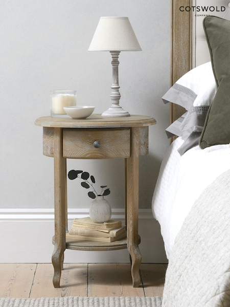 Cotswold Company Limewash Oak Camille Bedside 1 Drawer Table (AY3910) | £305