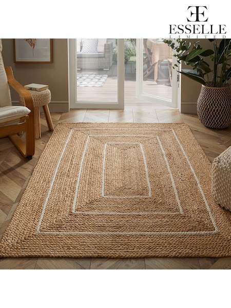 Esselle Natural Prestbury 120x170cm Border Handbraided Rug (AY3922) | £120