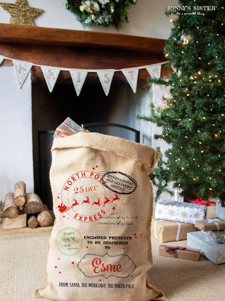Personalised North Pole Express Christmas Sack by Jonnys Sister (AY3982) | £30