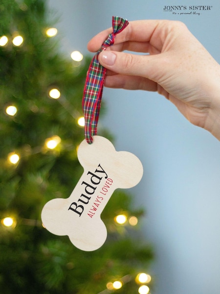Personalised Dog Bone Wooden Christmas Tree Decoration by Jonnys Sister (AY3984) | £20