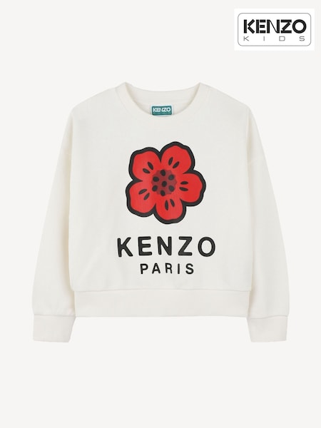 KENZO KIDS Long Sleeve Floral Logo White Sweatshirt (AY4027) | £105 - £165