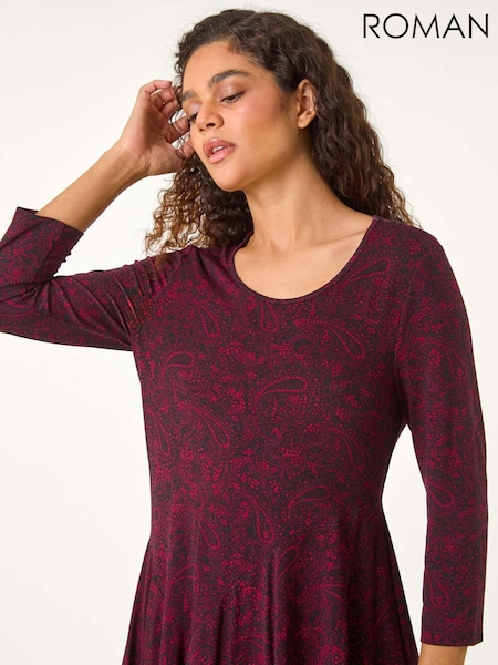 Roman Red Paisley Print Hanky Hem Top (AY4086) | £35