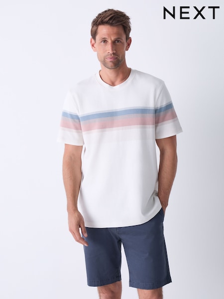 Ecru 100% Cotton Smart Colour Block T-Shirt (AY4108) | £25