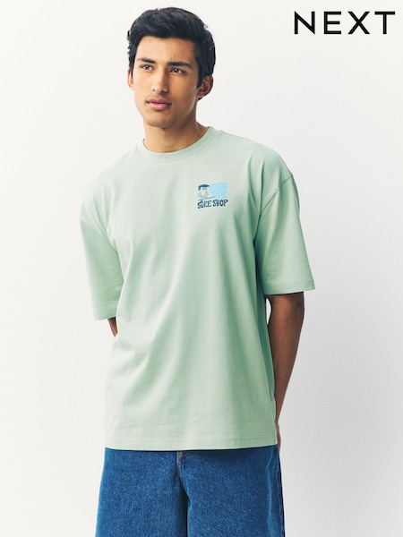 Green Surf Character Regular Fit Graphic Print T-Shirt (AY4130) | £18
