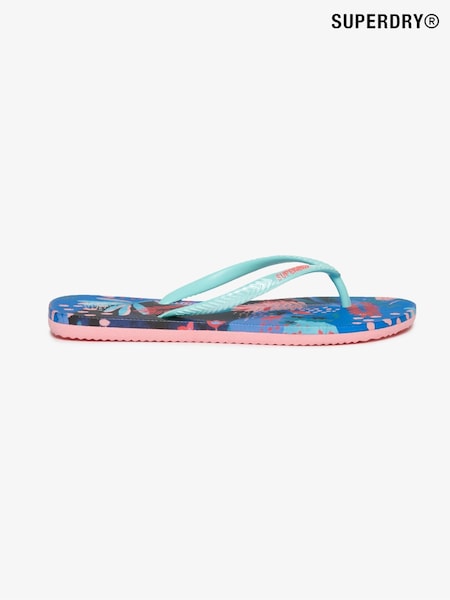 Superdry Blue Printed Flip Flops (AY4138) | £18