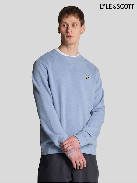 Lyle & Scott Blue Heathered Crew Neck 100% Cotton Sweatshirt (AY4153) | £70