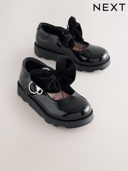 Black Patent Minnie Mouse Mary Jane School Shoes (AY4372) | £28 - £34