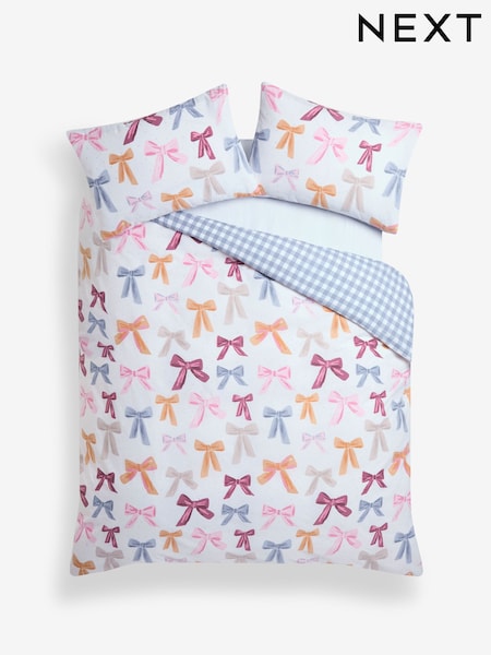 Multi Bow/Gingham Duvet Cover and Pillowcase Set (AY4390) | £15 - £31