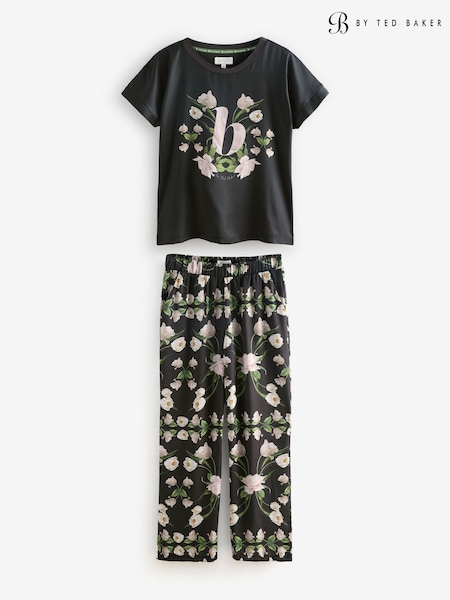 B by Ted Baker Satin Mix Black Jersey Pyjamas (AY4452) | £56