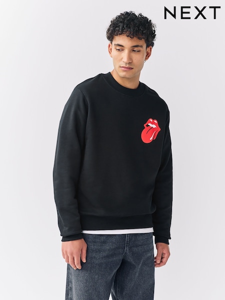 Black Rolling Stones License Graphic Crew Sweater (AY4499) | £38