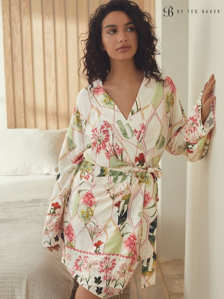 B by Ted Baker Ecru Floral Print Woven Robe (AY4503) | £49