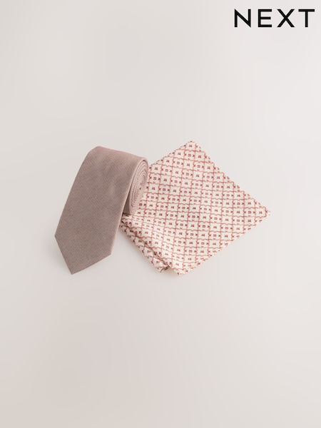 Neutral Tie and Pocket Square Set (AY4524) | £16