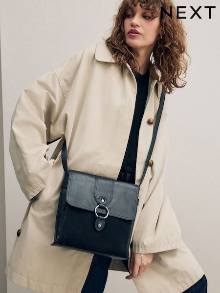 Black Leather Messenger Bag (AY4639) | £38