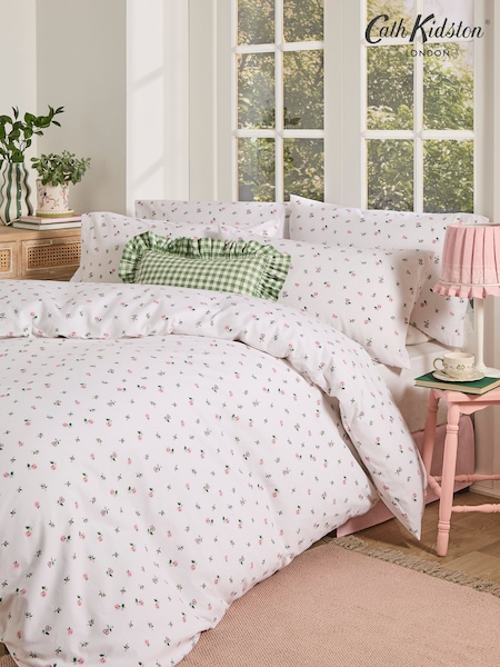 Cath Kidston Pink Lace Ditsy 100% Cotton Duvet Cover and Pillowcase Set (AY4673) | £35 - £60