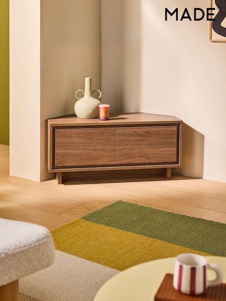 MADE.COM Dark Walnut Effect Kaci Corner Up to 50 Inch TV Unit (AY4696) | £249