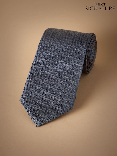 Blue Signature Italian Silk Textured Tie (AY4711) | £35