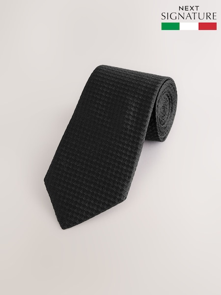 Black Signature Italian Silk Textured Tie (AY4712) | £35