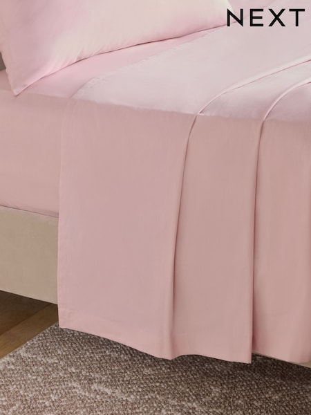 Blush Pink Cotton Rich Flat Sheet (AY4757) | £12 - £22