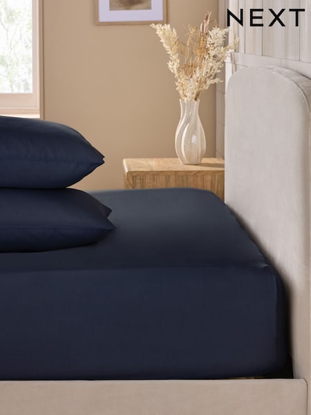 Navy Blue Cotton Rich Fitted Sheet (AY4758) | £10 - £14