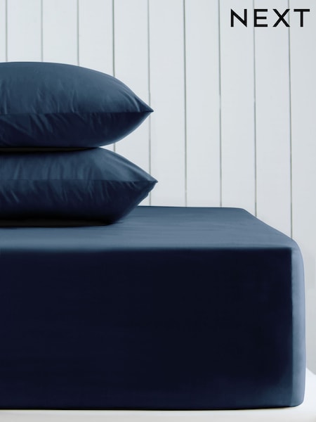 Navy Blue Cotton Rich Extra Deep Fitted Sheet (AY4759) | £20 - £24