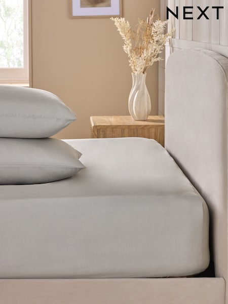 Silver Cotton Rich Fitted Sheet (AY4766) | £10 - £14