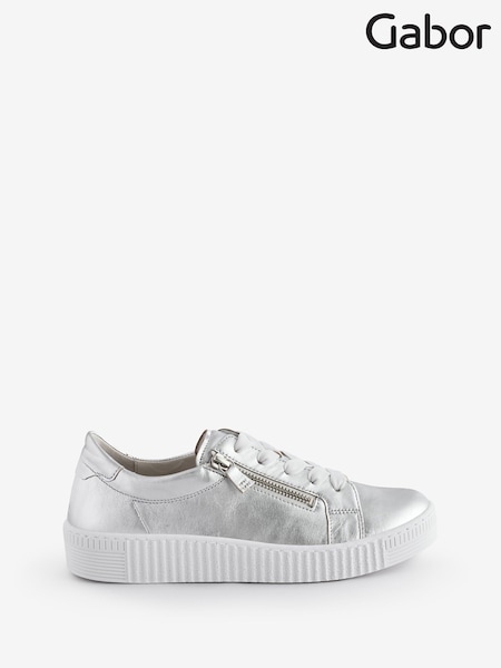 Gabor Silver Metallic Wisdom Casual Trainers (AY4818) | £100