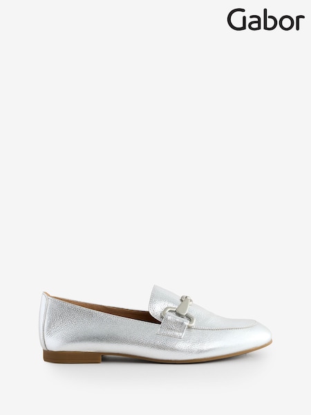 Gabor Jangle Silver Metallic Loafers Shoes (AY4890) | £100
