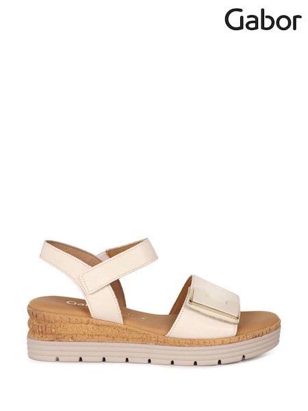 Gabor Cream Shout Crème Leather Wedge Sandals (AY4906) | £95