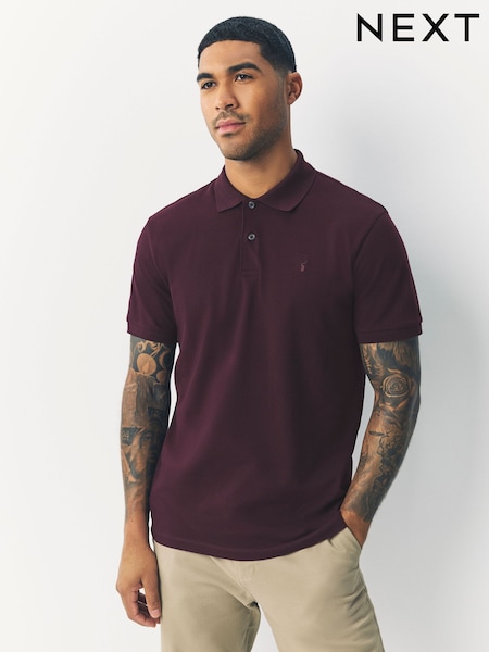 Purple Fig Slim Fit Short Sleeve Pique Polo Shirt (AY4985) | £18