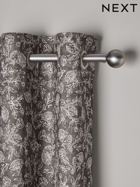Black/White Cotton Woodblock Blackout/Thermal Eyelet Curtains (AY5030) | £50 - £110