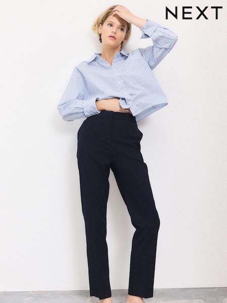 Navy Slim Tailored Trousers with Wool (AY5066) | £32