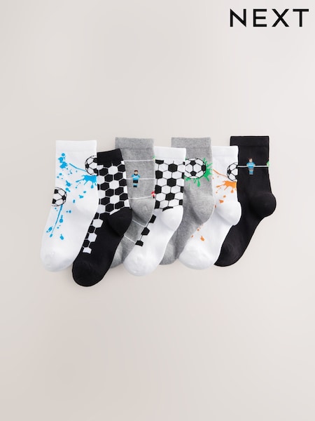 Black/Grey/White Football Cotton Rich Socks 7 Pack (AY5074) | £10 - £12