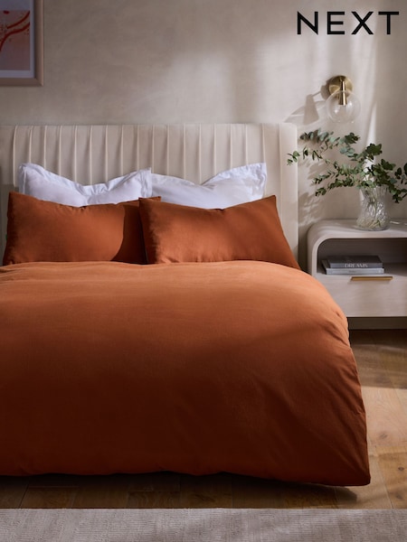 Rust Brown Brushed Supersoft Cotton Duvet Cover And Pillowcase Set (AY5080) | £25 - £55