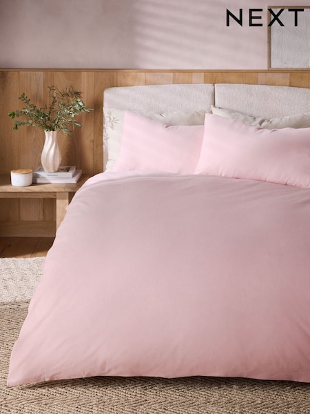 Light Pink Brushed Supersoft Cotton Duvet Cover And Pillowcase Set (AY5081) | £25 - £55