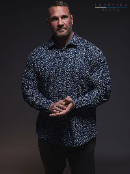 BadRhino Big & Tall Dark Blue Formal Shirt (AY5139) | £45