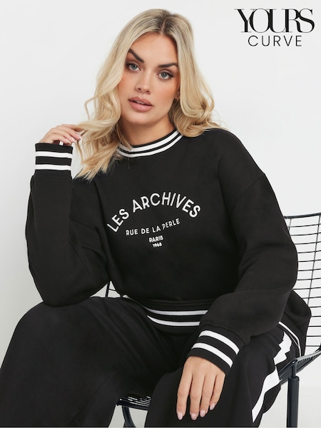 Yours Curve Black Les Archives Sweatshirt (AY5178) | £29
