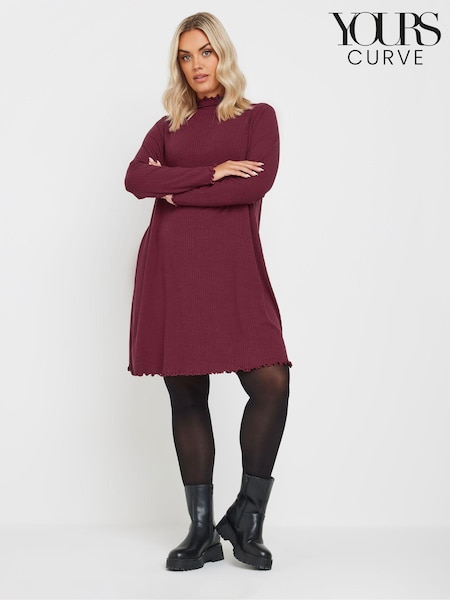 Yours Curve Red Lettuce Edge Tunic Dress (AY5186) | £27