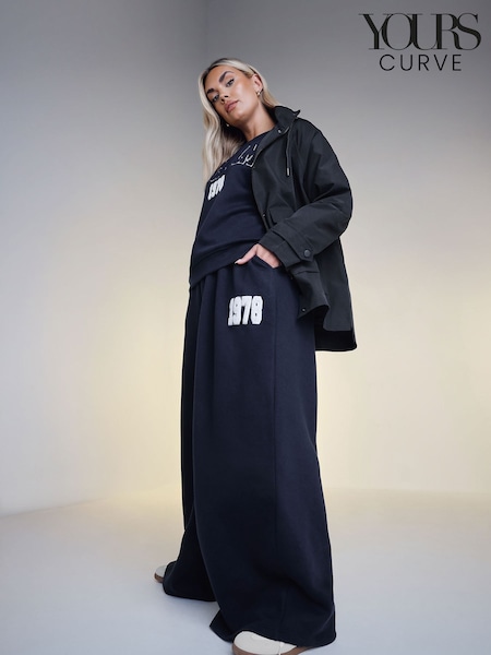 Yours Curve Blue Stockholm 1978 Wide Leg Joggers (AY5187) | £27